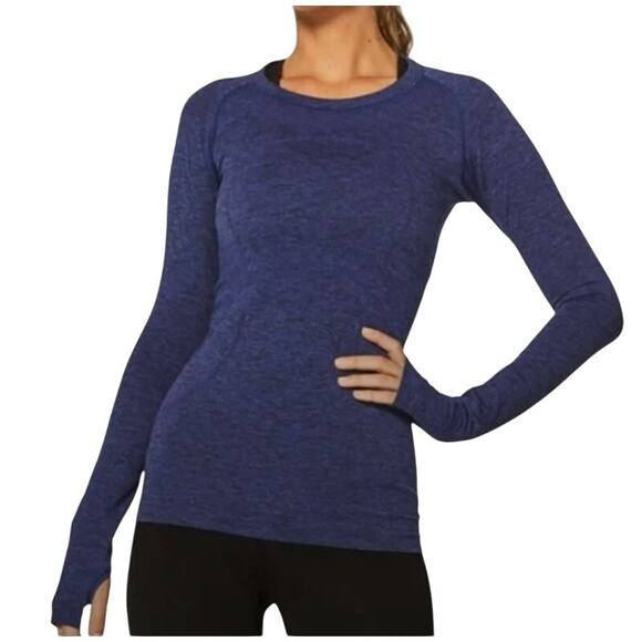 Lululemon Blue Purple Long Sleeve Thumbhole Reflection Womens Size 6 - Picture 1 of 11